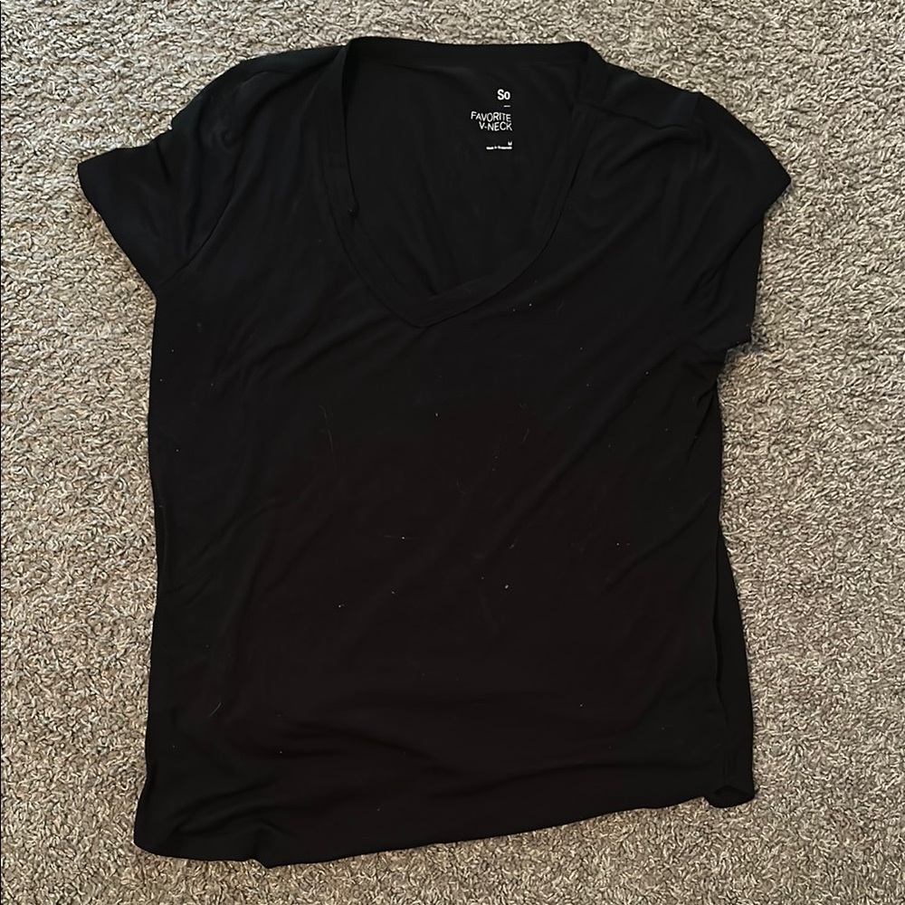 SO Women's Black V-Neck Top